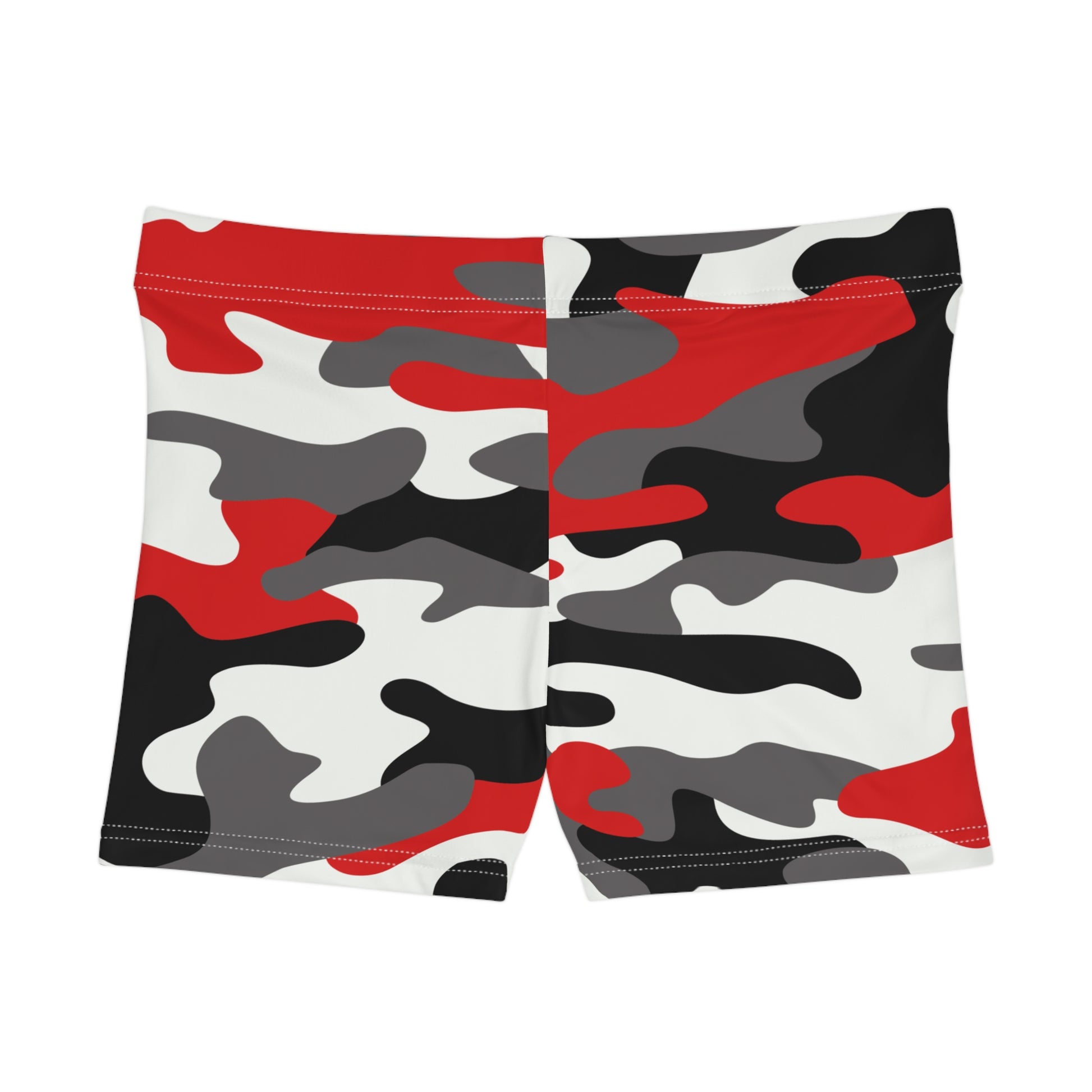 Women's Camo Shorts | Tight Fit | Red, Black, and White