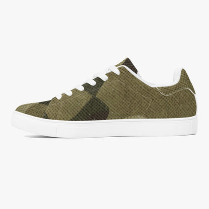 Camo Sneakers | Classic Low-Top Leather | Green Fabric