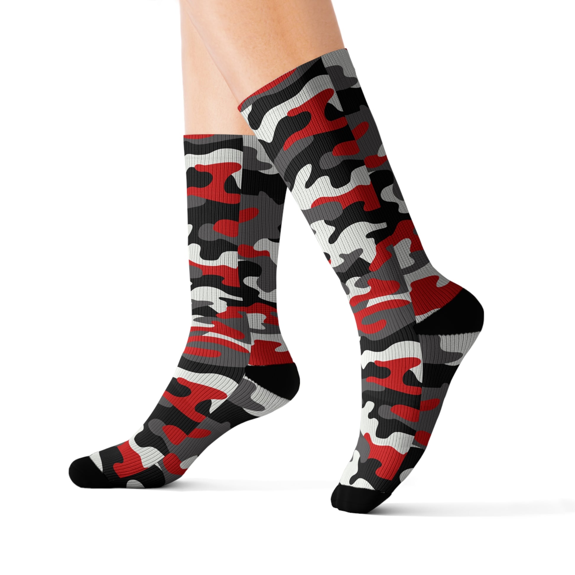 Camo Socks | Red, Black, and White Camouflage