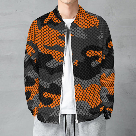 Camo Shirt | Raglan Zip-up | Orange and Black Pixel