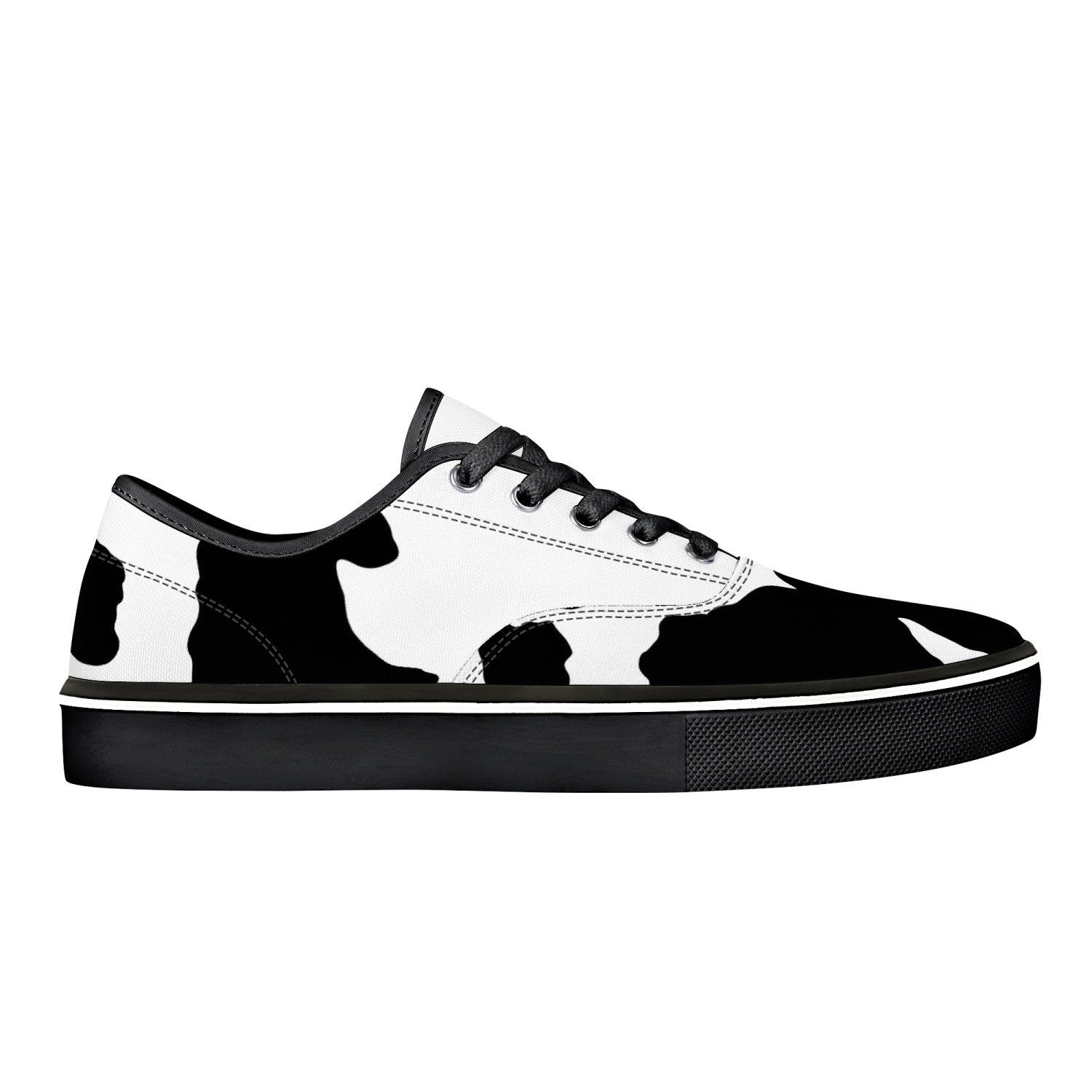 Camo Skate Shoes | Black & White Cow Print