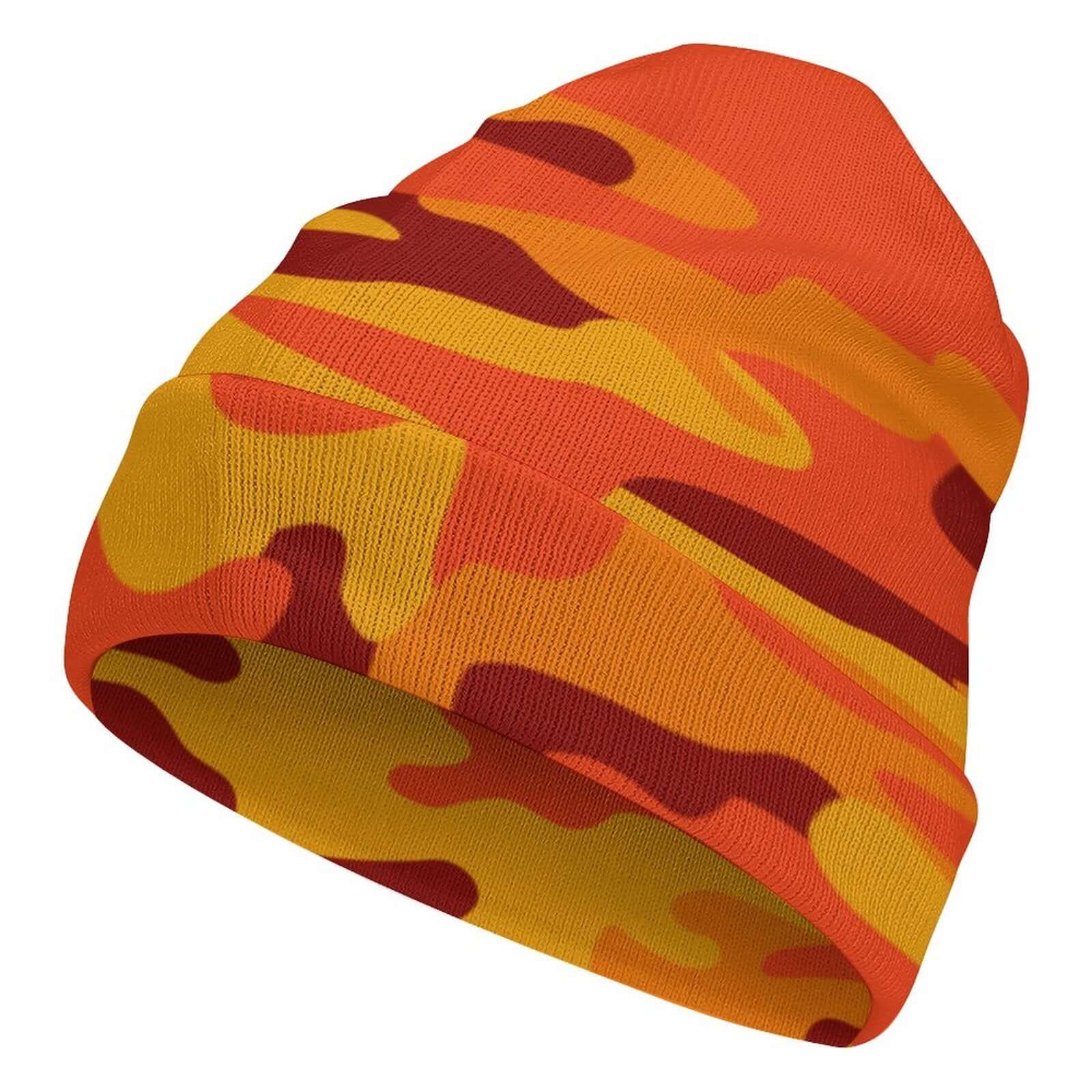 Camo Beanie | Orange & Red Camouflage