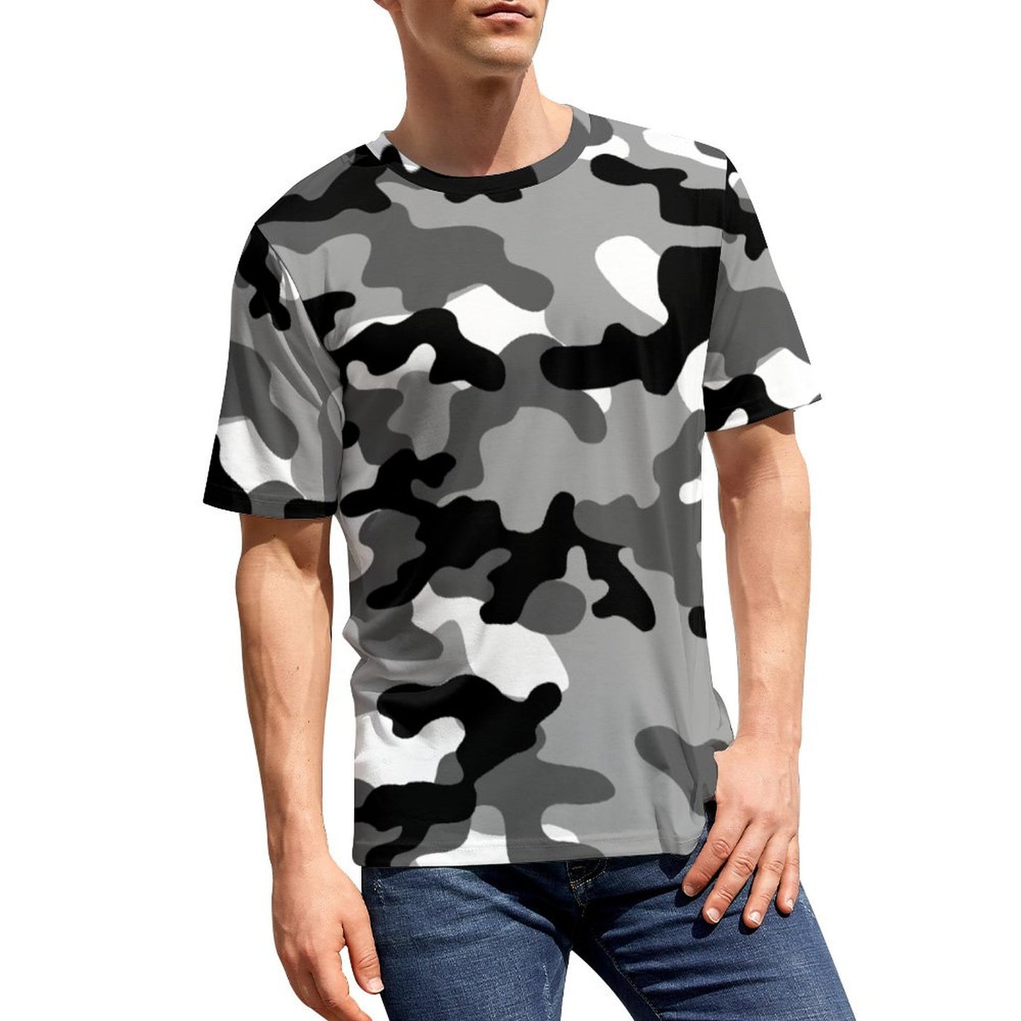 Camo Shirt | Black, White & Gray Camouflage T