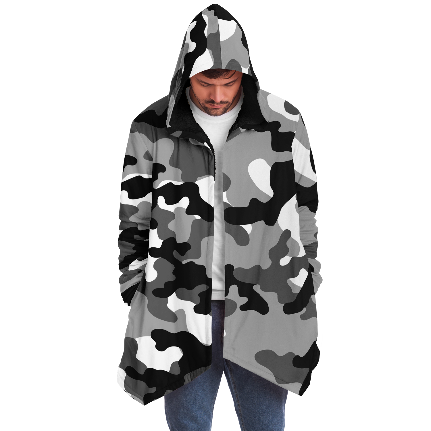 Camo Cloak | Black, White, & Gray Camouflage | Microfleece