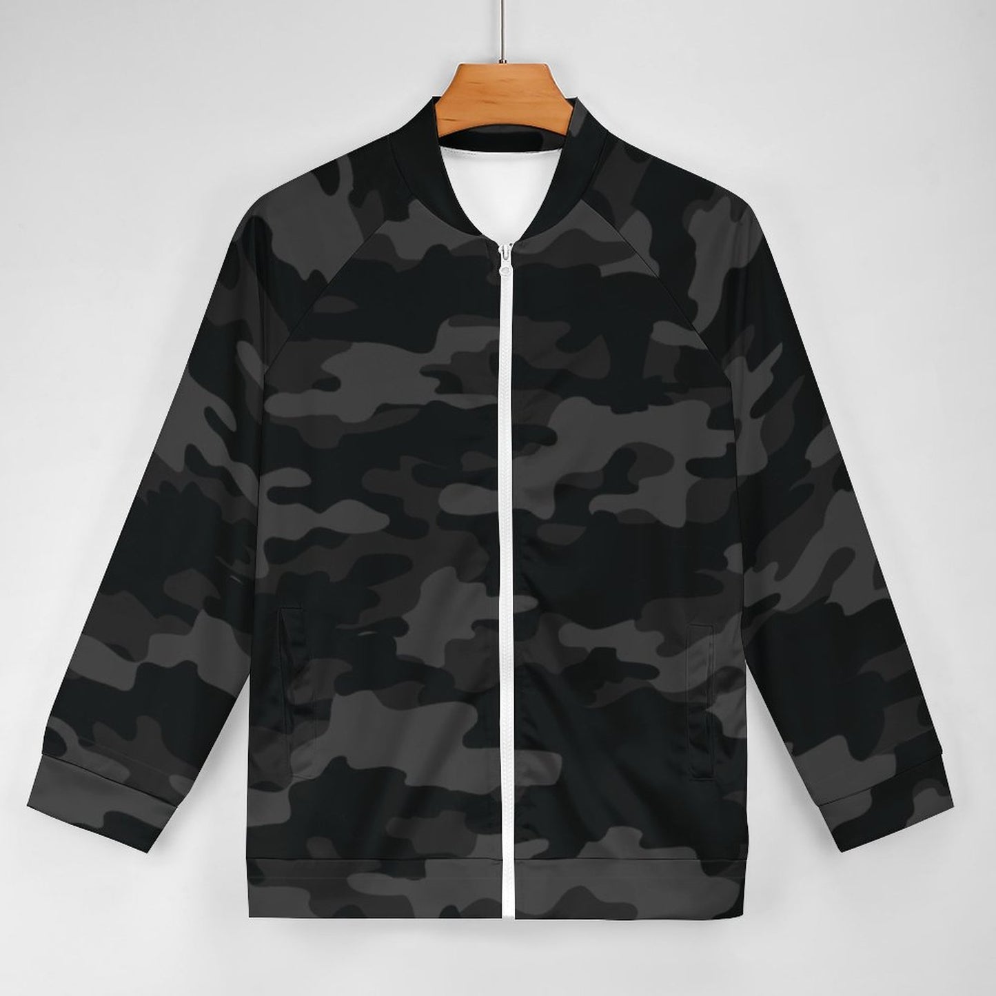 Camo Shirt | Raglan Zip-up | Black Camouflage