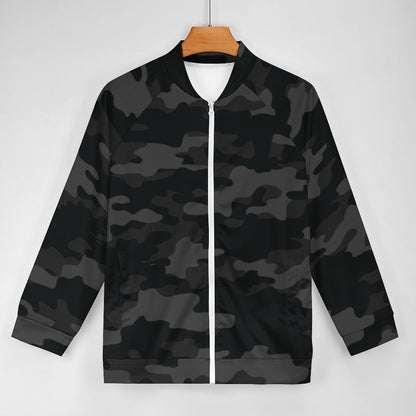 Camo Shirt | Raglan Zip-up | Black Camouflage