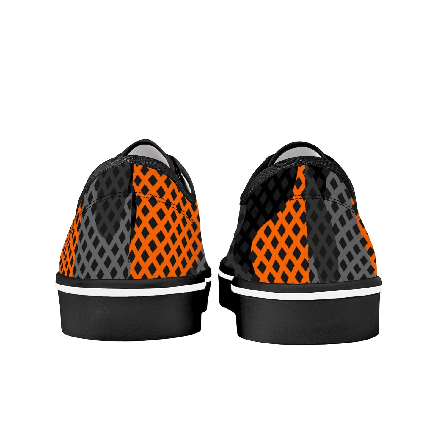 Camo Skate Shoes | Orange & Black Pixel Camouflage