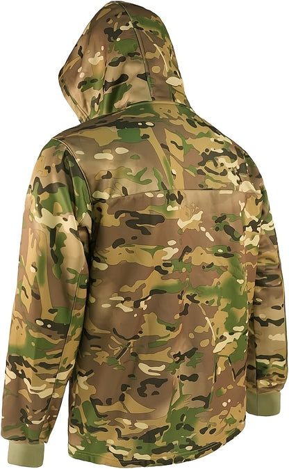 Men's Camo Hoodie - Wool-Lined, Thermal Pullover for Hunting & Fishing