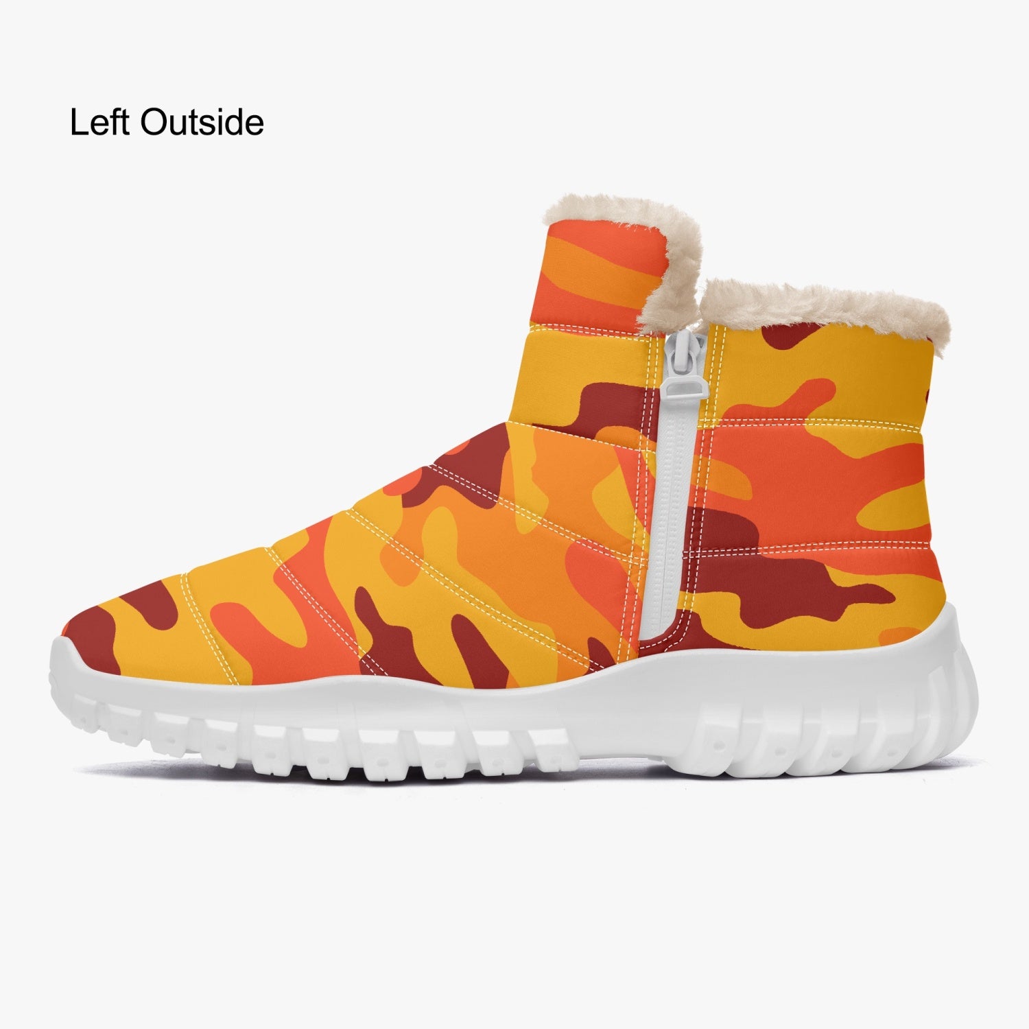 Camo Boots | Cotton-pad Fur Zipper Up | Orange and Red