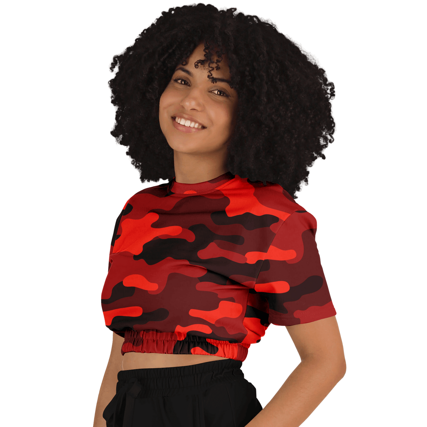 Camo Crop Top Sweatshirt | Scarlet Red & Black Camouflage