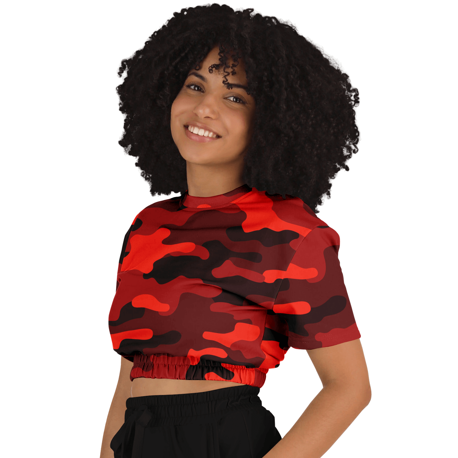 Camo Crop Top Sweatshirt | Scarlet Red & Black Camouflage