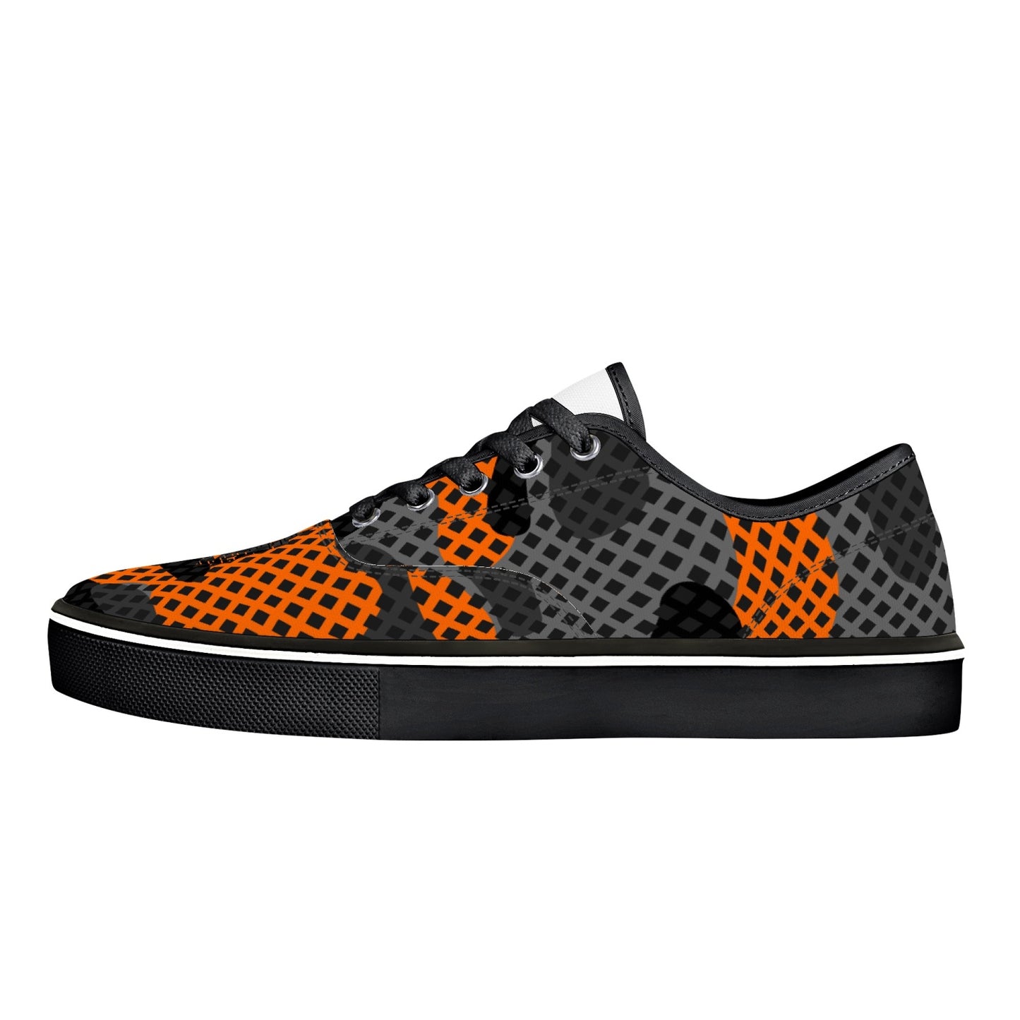 Camo Skate Shoes | Orange & Black Pixel Camouflage