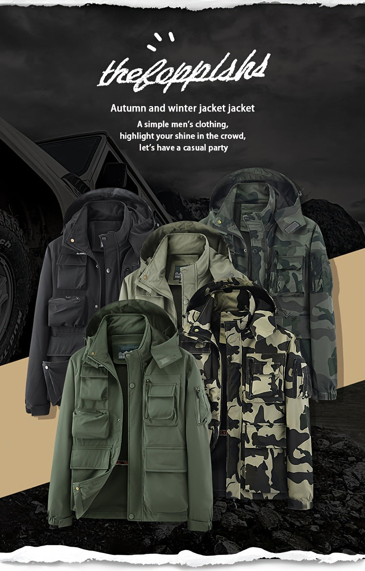 Men's Camo Jacket | Outdoor Stylish with Removable Hood