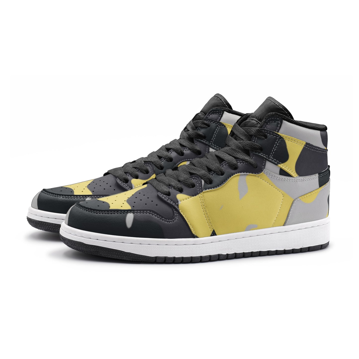 Camo Sneakers | High-Top | Yellow, Black, and Silver Camouflage