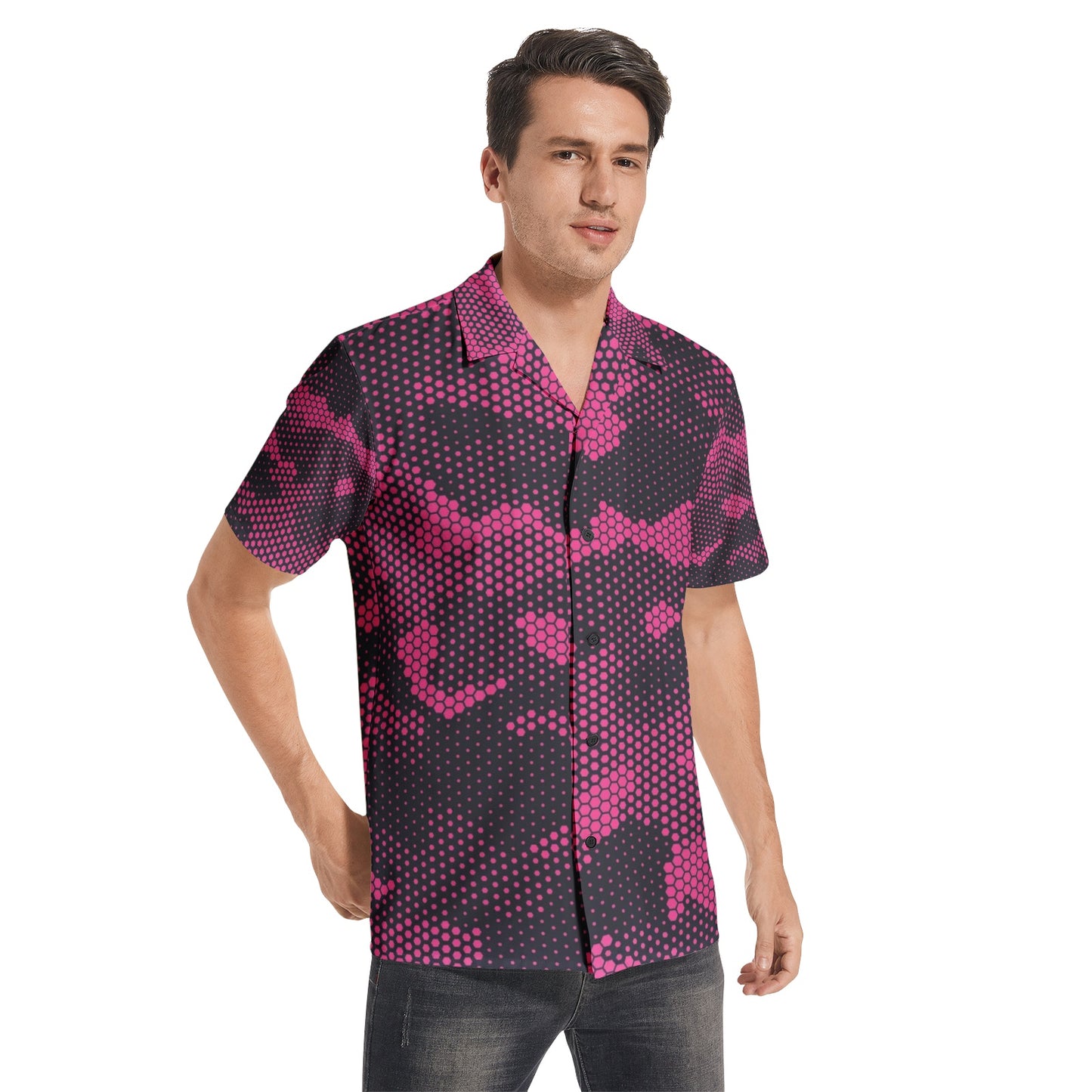 Cotton Camo Shirt For Men | Pink Digital Short-Sleeve