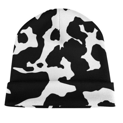 Camo Beanie | Black & White Cow Camouflage