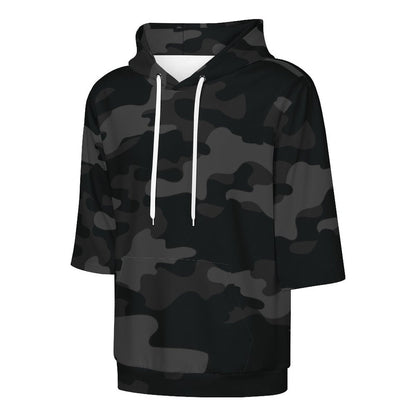 Short Sleeve Hoodie | Black Camouflage