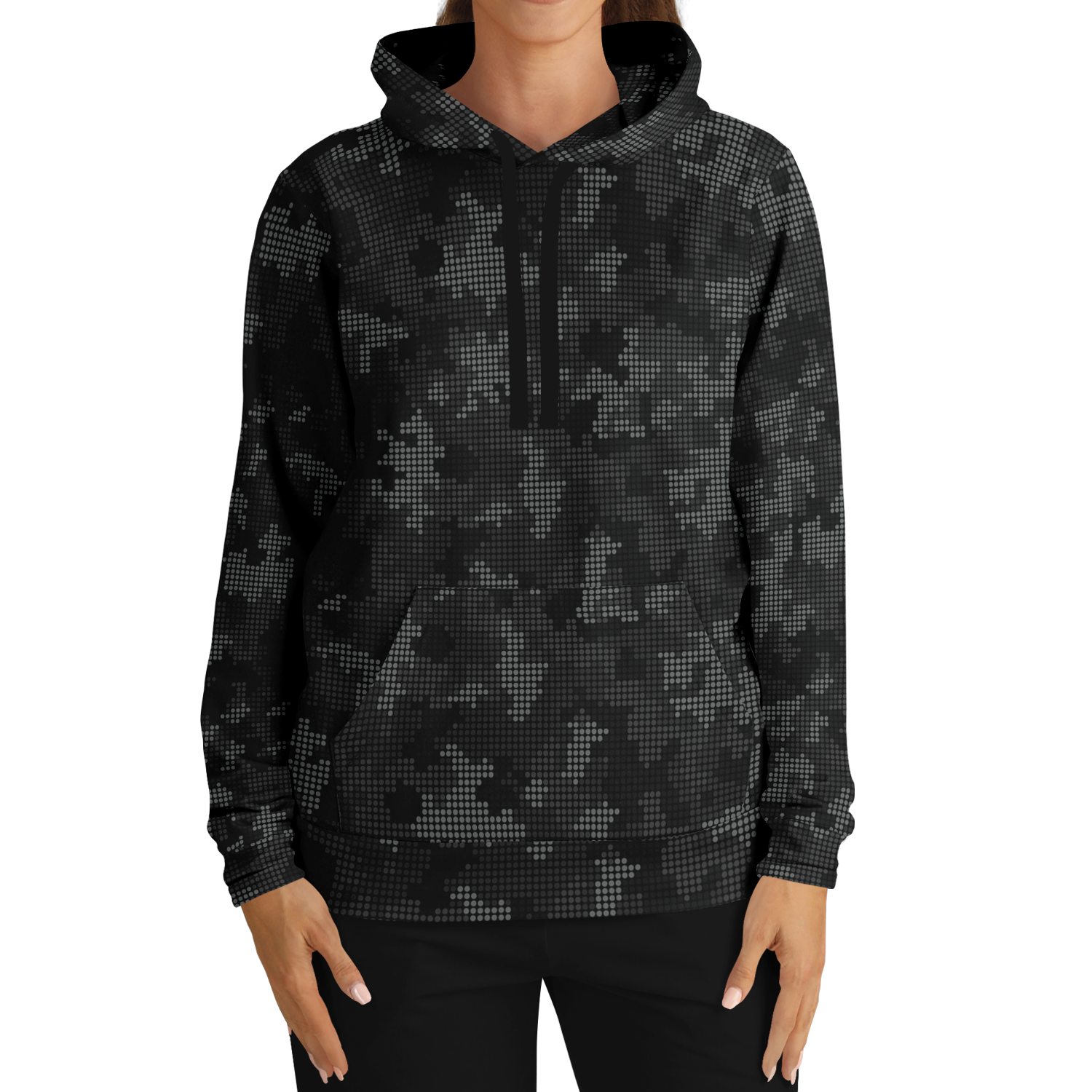 Black Camo Hoodie | Stylish Pixel Camouflage