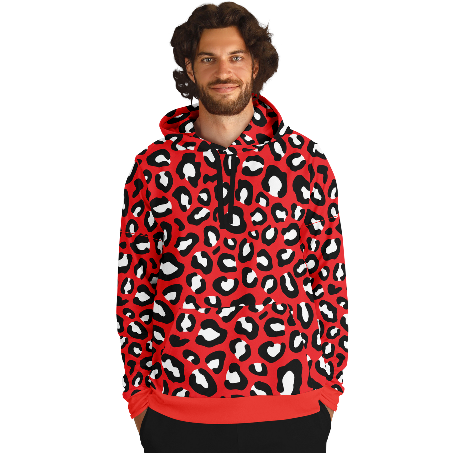 Leopard Hoodie | Red, Black and White Pattern