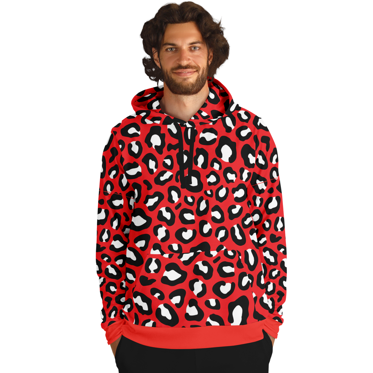 Leopard Hoodie | Red, Black and White Pattern