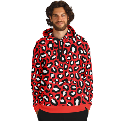 Leopard Hoodie | Red, Black and White Pattern