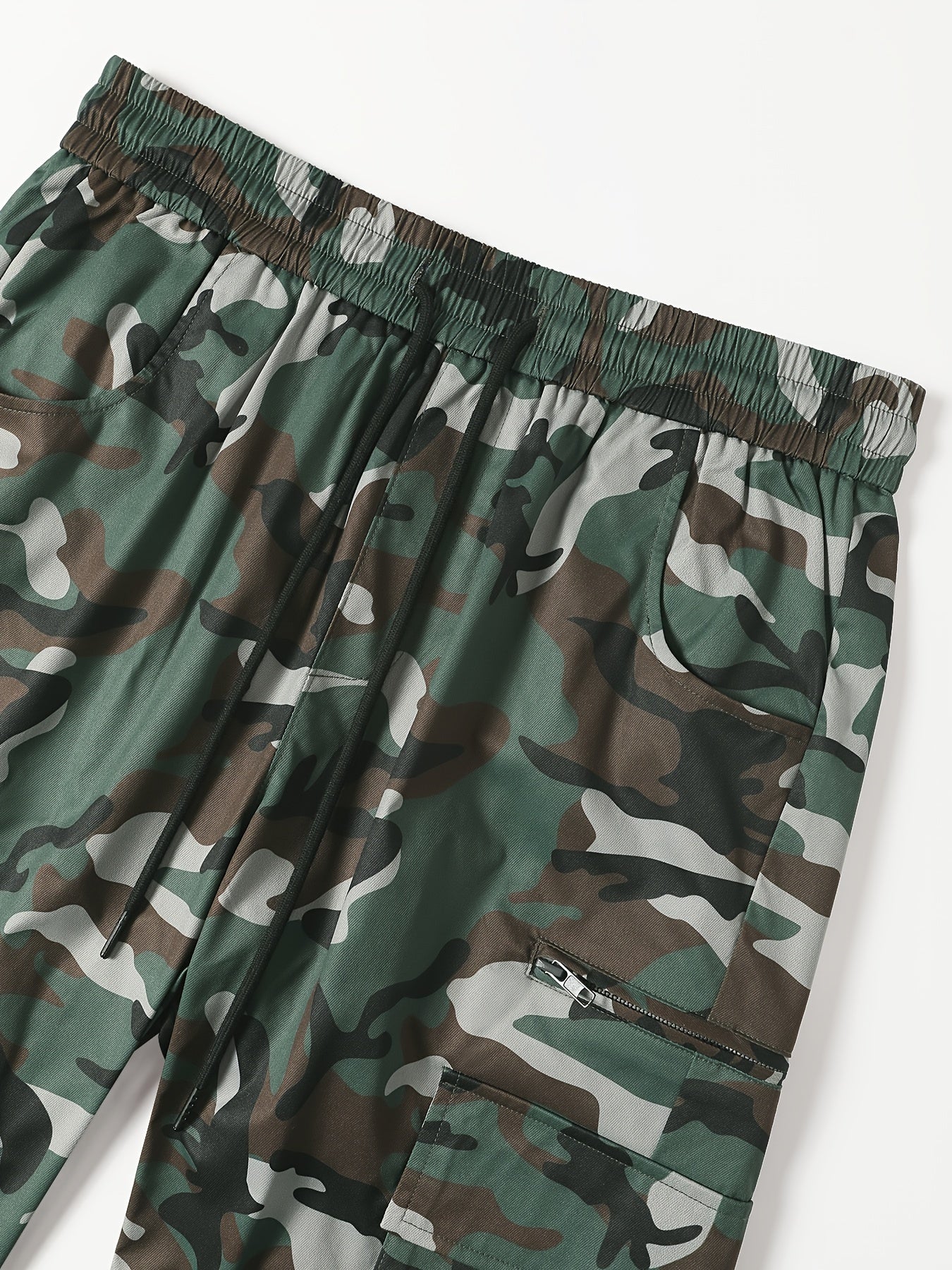 Men's Camo Cargo Pants with Flap Pockets & Invisible Zipper