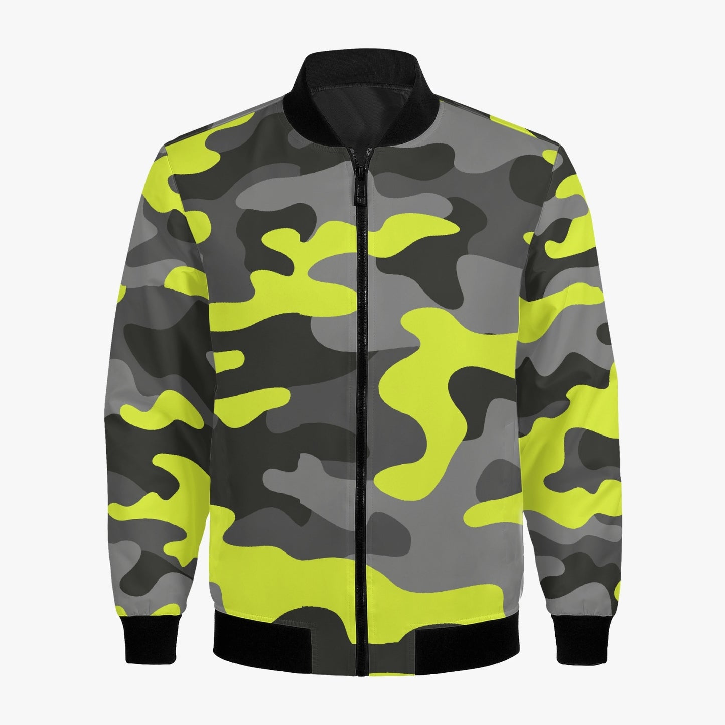 Women's Camo Bomber Jacket | Yellow, Black and Gray