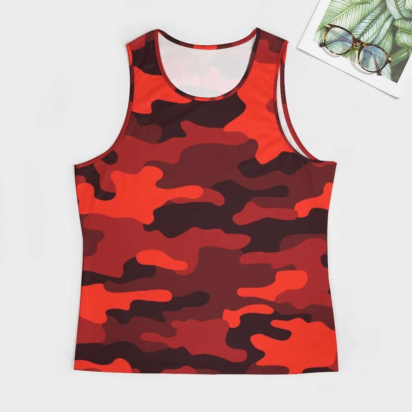 Camo Tank Top | Scarlet Red & Black Camouflage