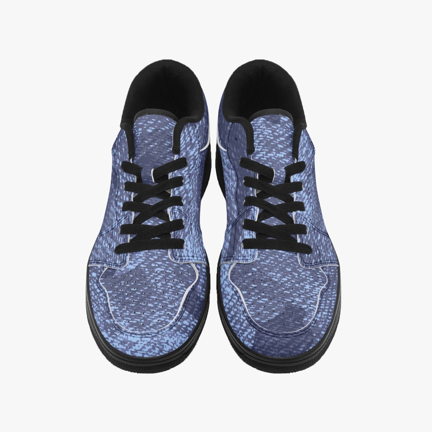 Camo Sneakers | Denim Blue Low-Top Leather Camouflage Shoes