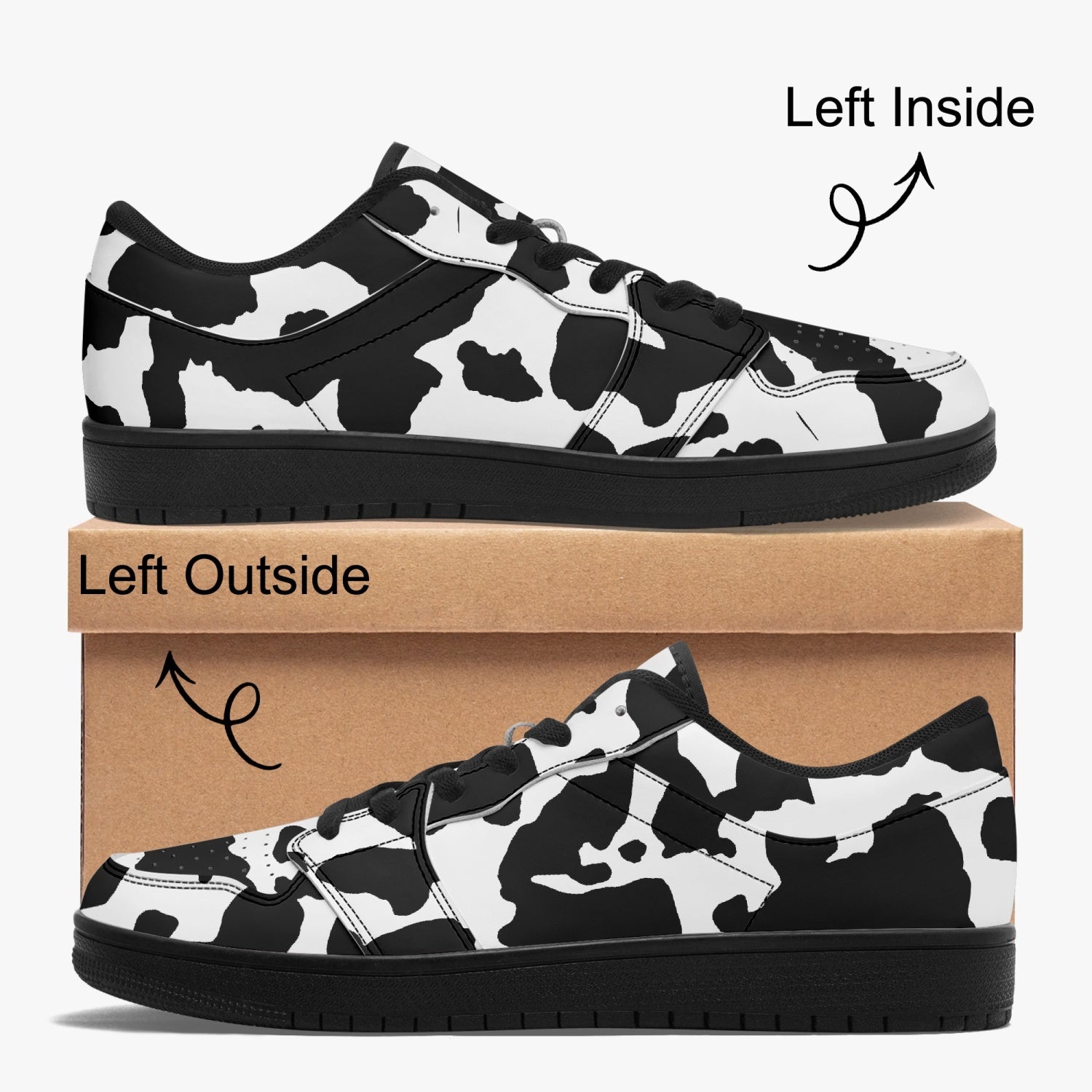 Camo Sneakers | Black and White Low-Top Leather Camouflage