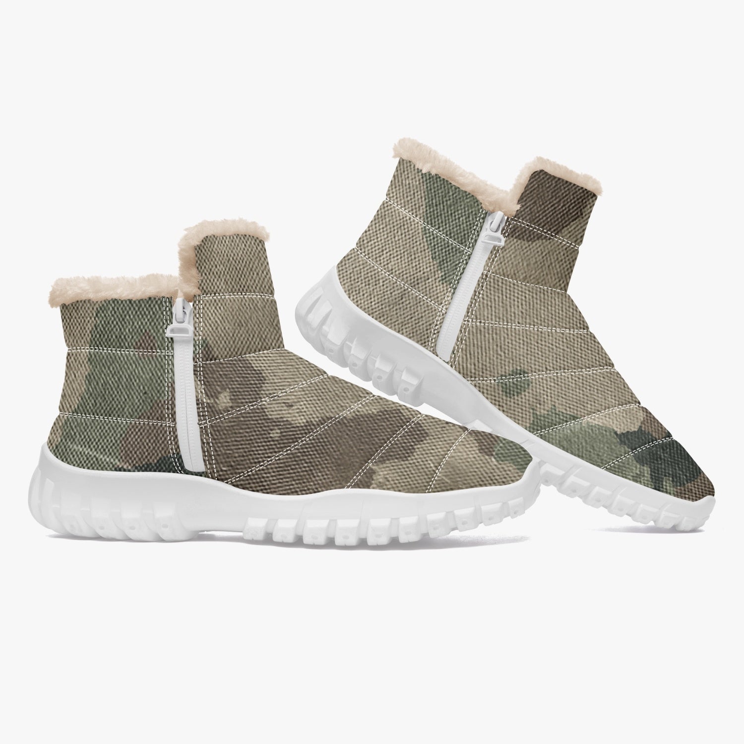 Camo Boots | Cotton-pad Fur Zipper Up | Dirty Brown