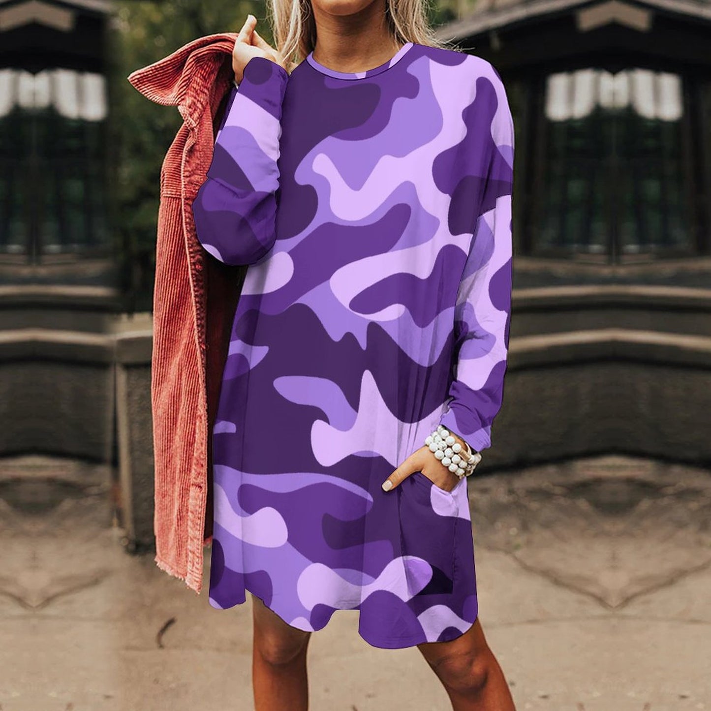 Camo Shirt | Loose Fit Long Sleeves | Purple, Blue, & Mauve