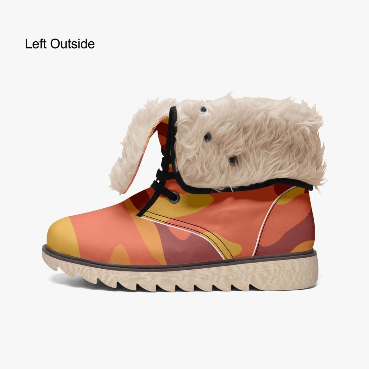 Camo Boots | Orange & Red Cotton-Pad Fur Lining