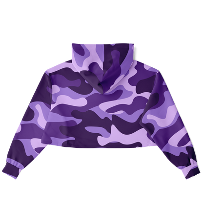 Cropped Hoodie For Women | Purple, Blue & Mauve Camouflage