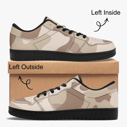 Camo Sneakers | Desert Brown Low-Top Leather Camouflage Shoes