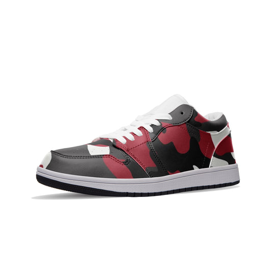 Camo Sneakers | Green, Red, Black, & White | Low Top Leather