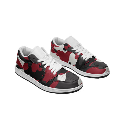 Camo Sneakers | Green, Red, Black, & White | Low Top Leather