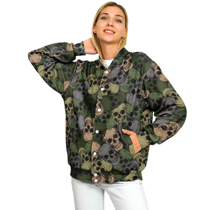 Skulls Baseball Jacket | Green & Grey Camo Inspired