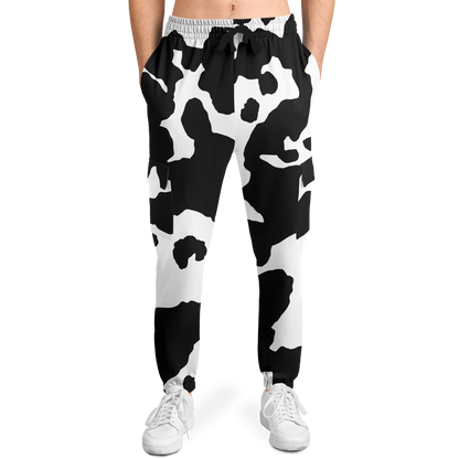 Camo Cargo Pants | Unisex | Black & White Cow Camouflage