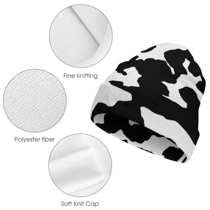 Camo Beanie | Black & White Cow Camouflage