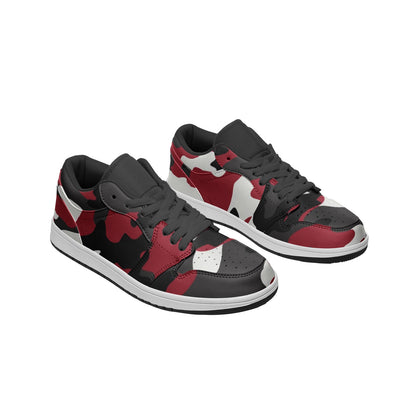 Camo Sneakers | Green, Red, Black, & White | Low Top Leather