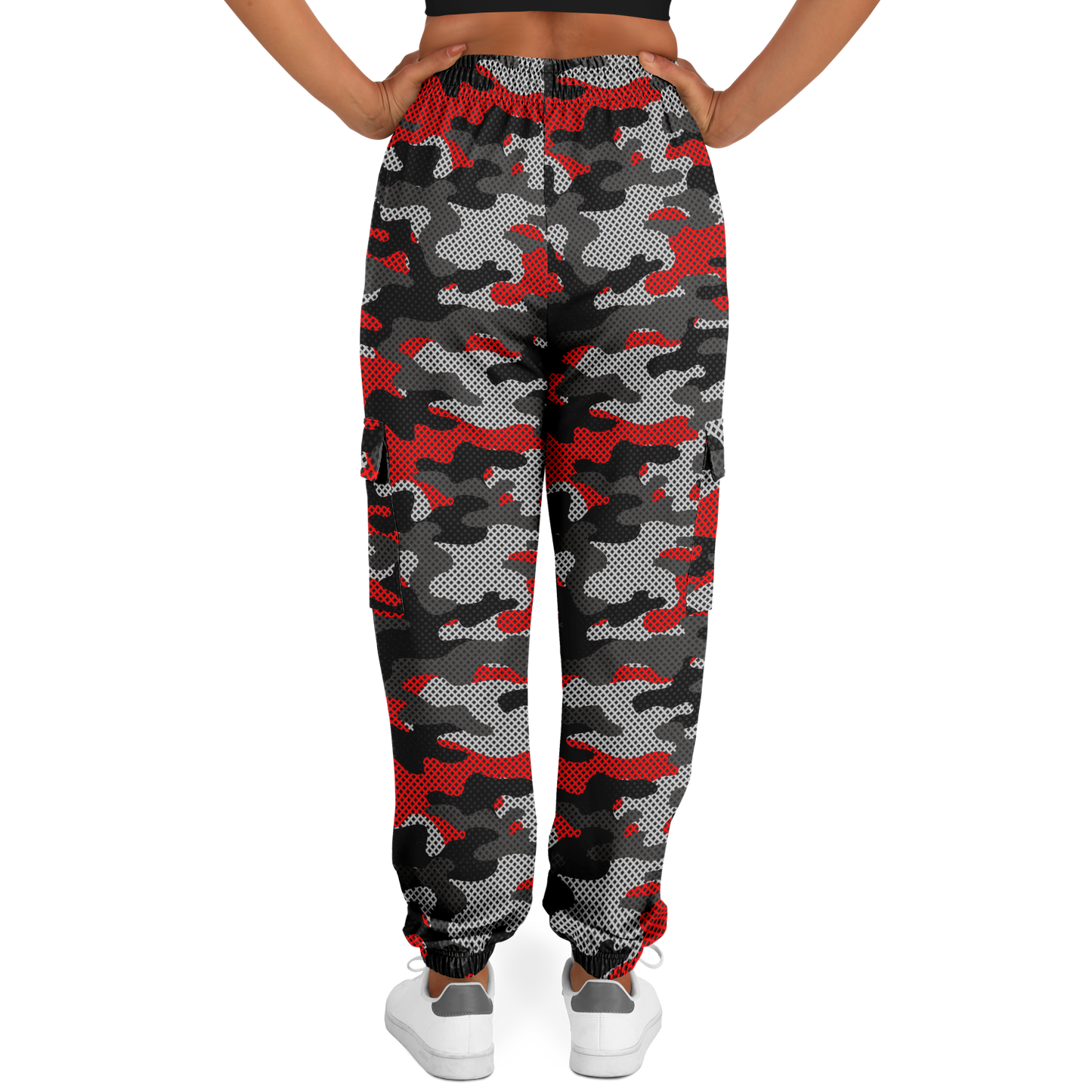 Red Camo Cargo Pants | Mixed Black and Gray Pixel Camouflage