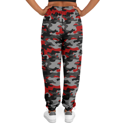 Red Camo Cargo Pants | Mixed Black and Gray Pixel Camouflage