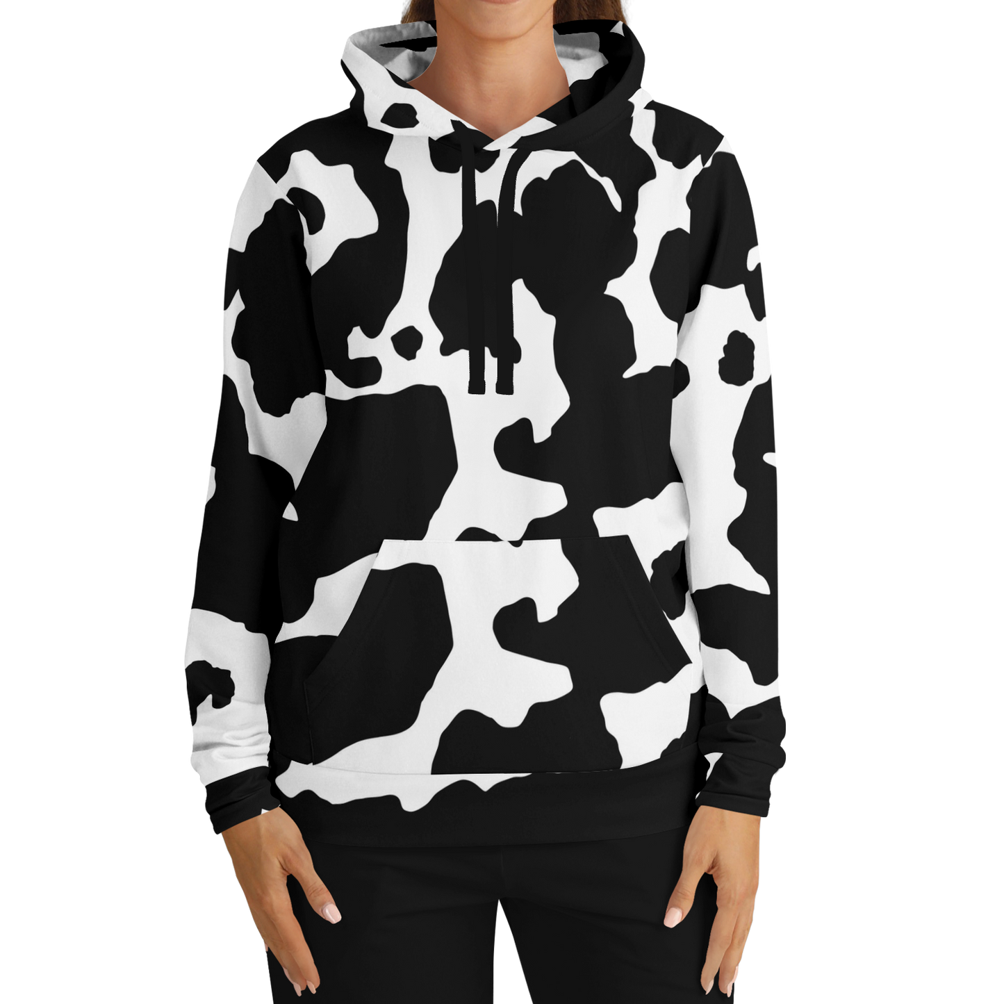 Camo Hoodie | Black & White Cow Camouflage