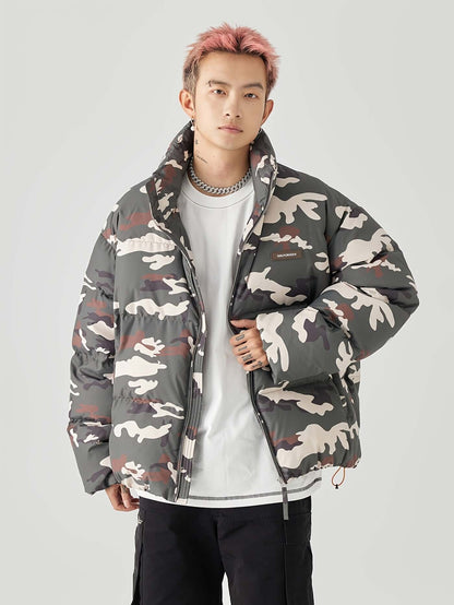 Army Green Camo Puffer Jacket | Thick Fat Style Coat