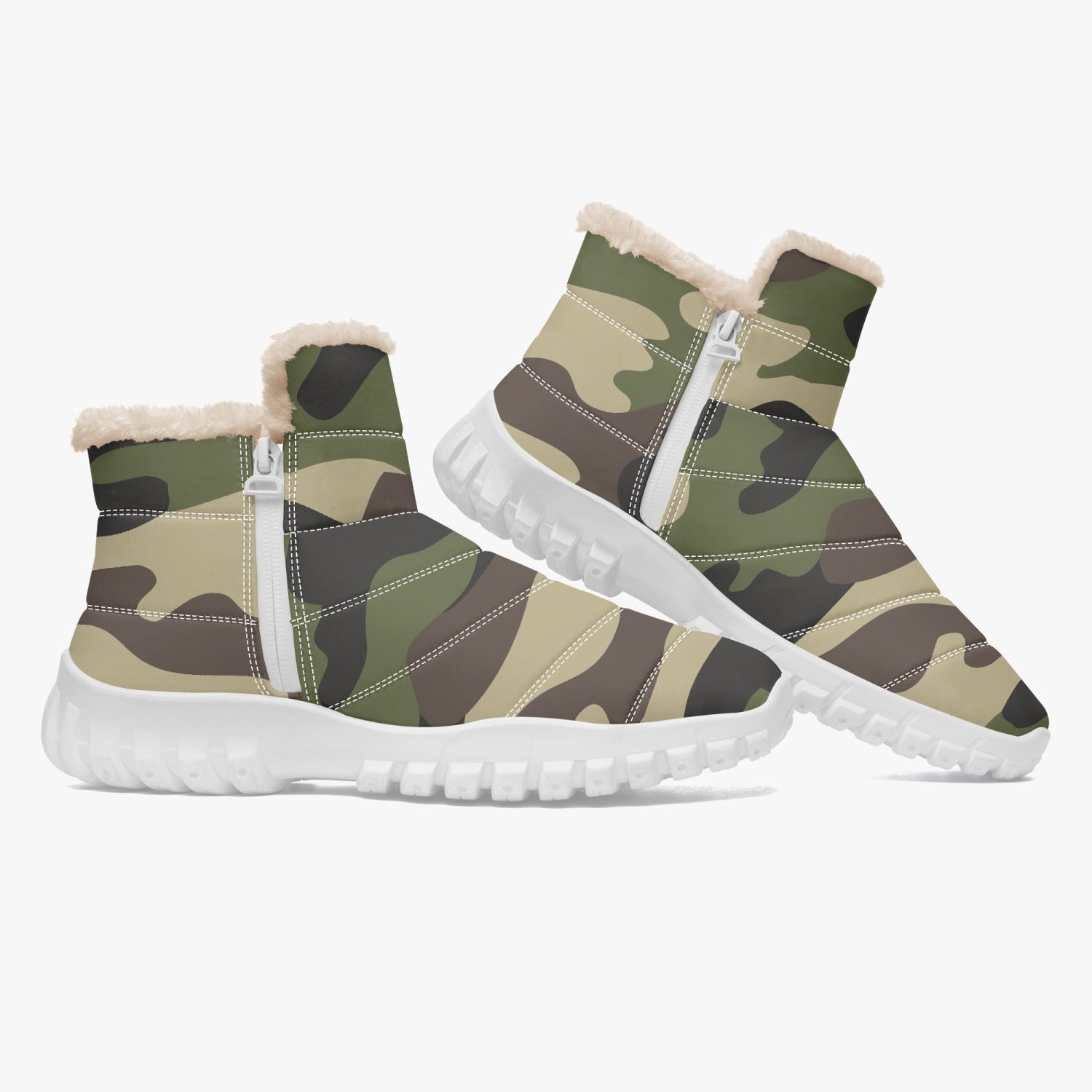 Camo Boots | Cotton-pad Fur Zipper Up | Classic Green