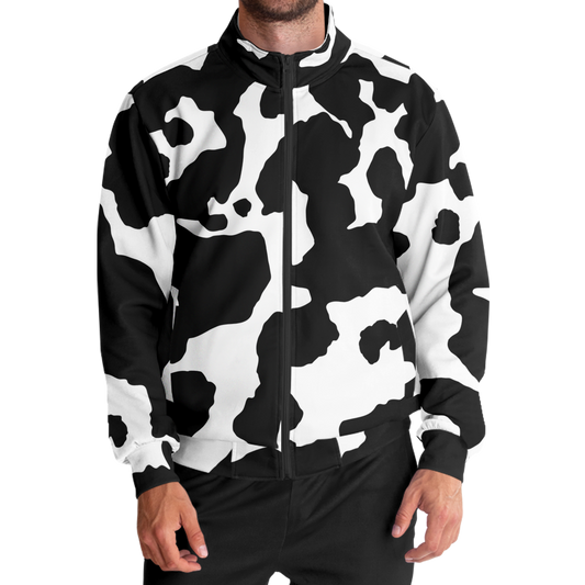 Camo Track Jacket | Black & White Cow Camouflage