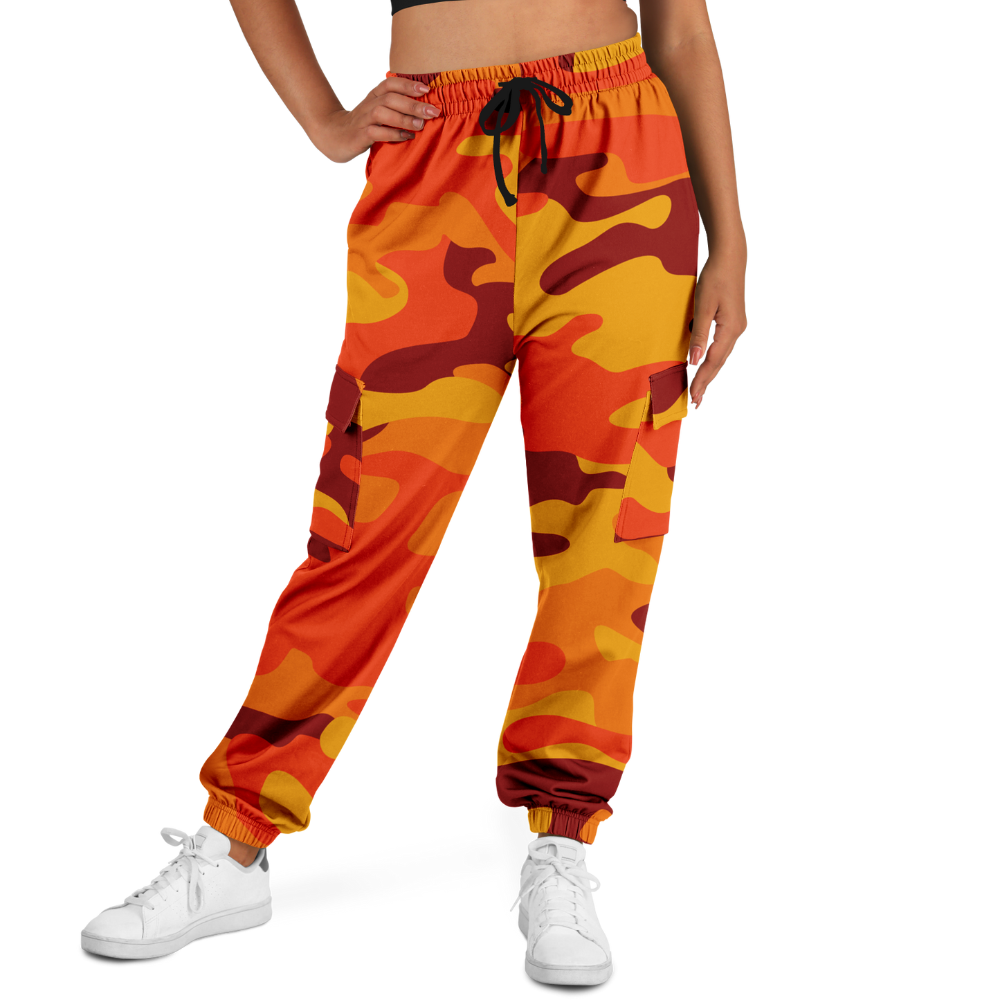 Camo Cargo Pants | Unisex | Orange & Red Camouflage