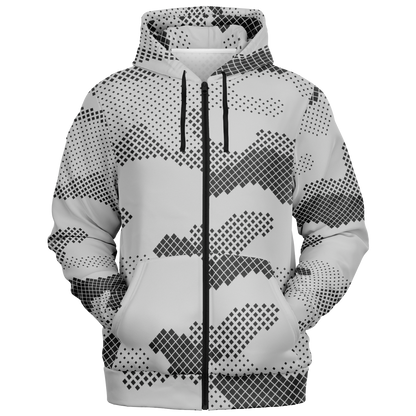 Zip-Up Hoodie | Digital Gray Camouflage