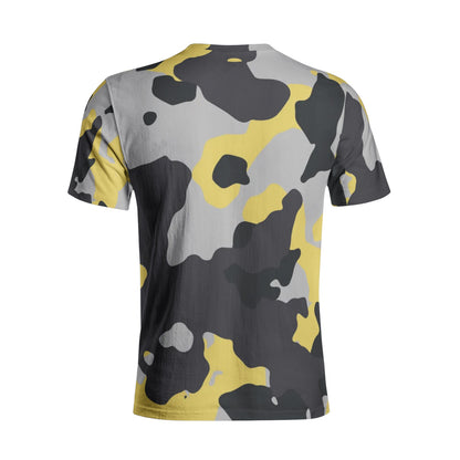 Camo T-shirt | Cotton | Unisex | Yellow, Black, and Silver